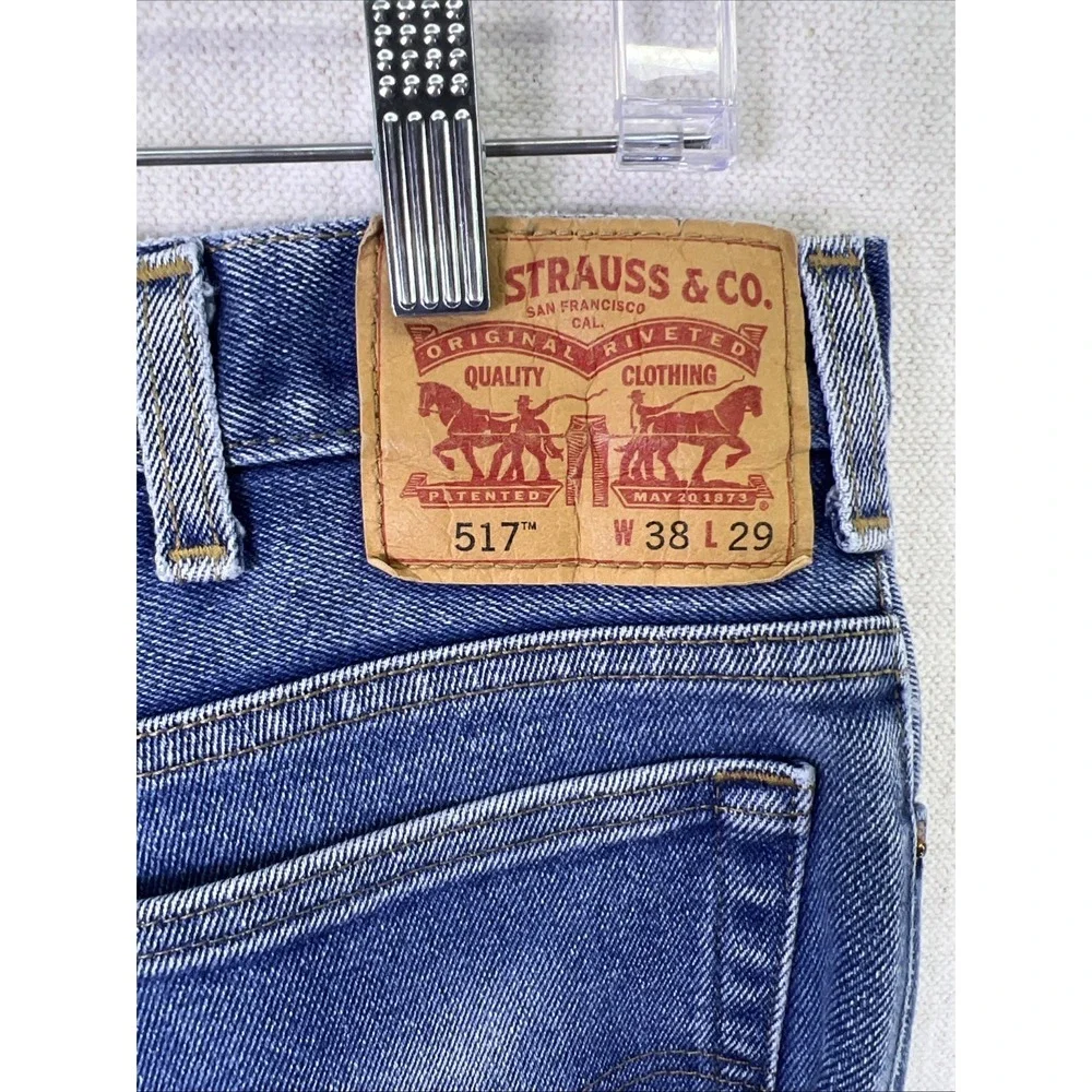 Vintage 90s Levi's 517‎ Men's Pleated Blue Jeans 38x29 (actual 38x25)